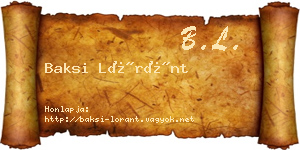 Baksi Lóránt névjegykártya